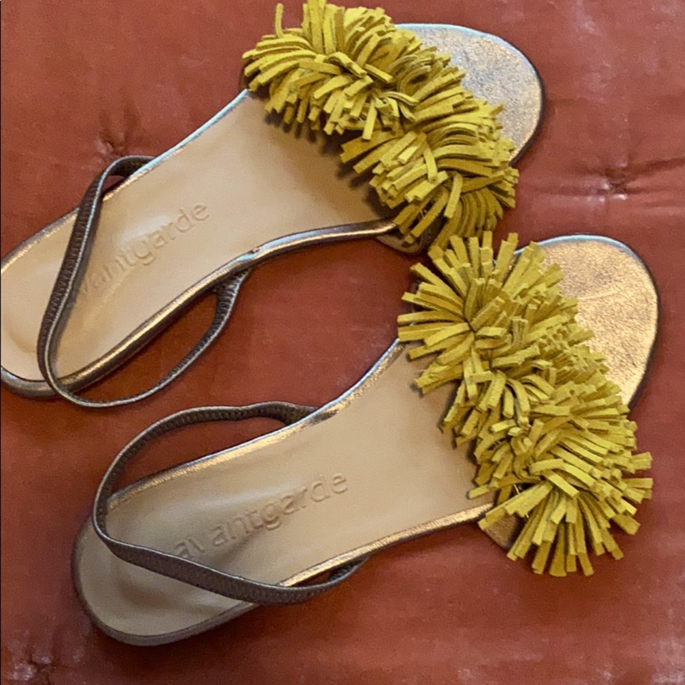 Suede and metallic leather sandals from Portugal.